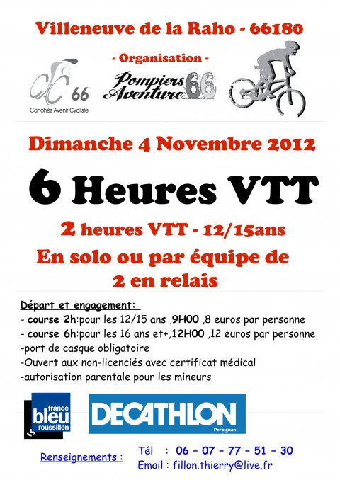  | 6 heures VTT le 04/11  Villeneuve de la Raho - 25/10 - biKING66.com