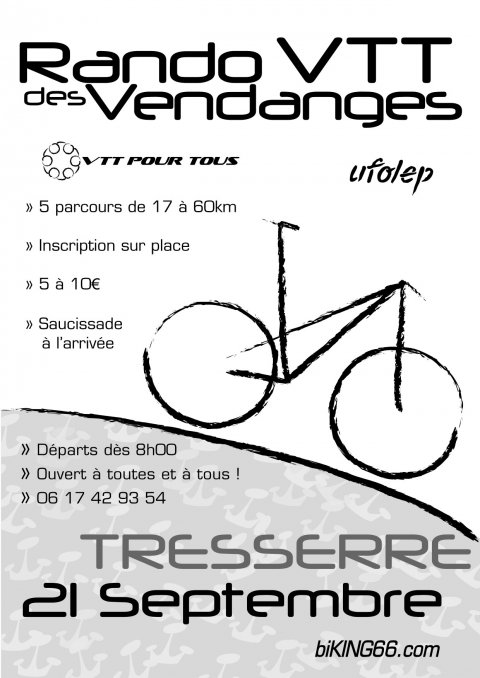  | Dimanche 21/09 : Rando VTT des Vendanges  Tresserre - 18/09 - biKING66.com